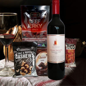 Cab Sav Red Wine, Beef Jerky and Nuts Hamper for Men